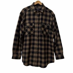 VTG‎ Woolrich Mens Buffalo Plaid Wool Flannel Shirt Jacket Size L Country Barn